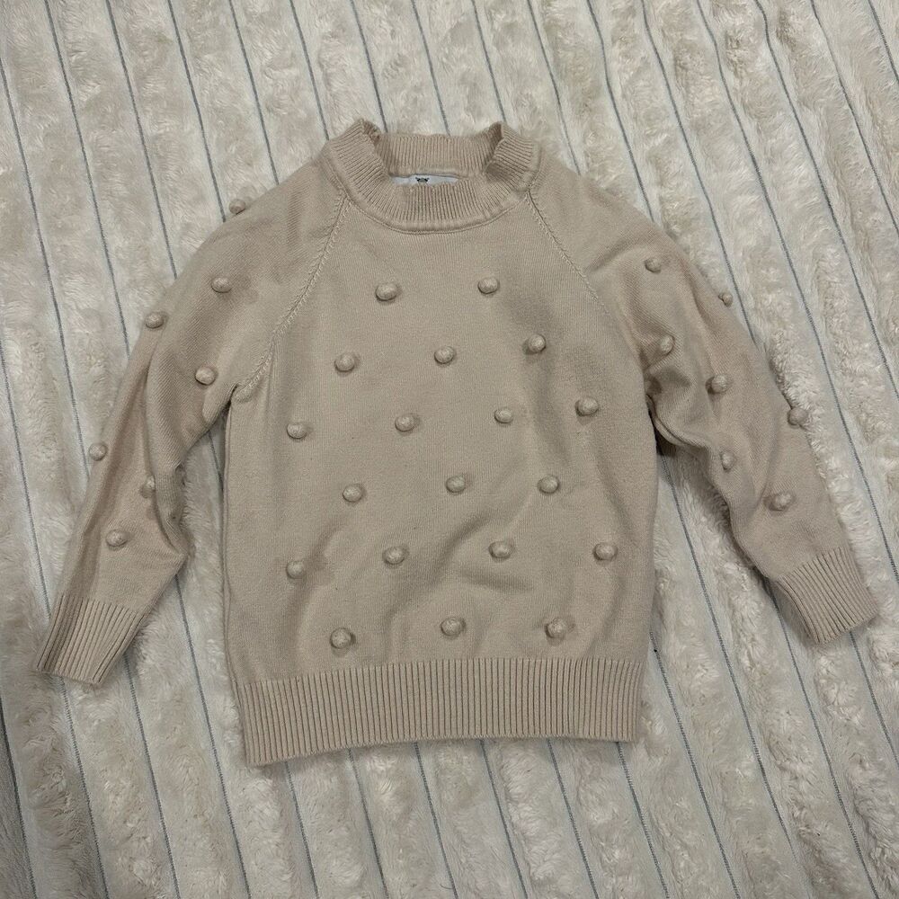 Adorable Sweetness Girls Pom Sweater - Dark Cream Size 5